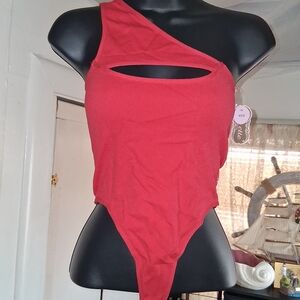 One-Shoulder Red Bodysuit